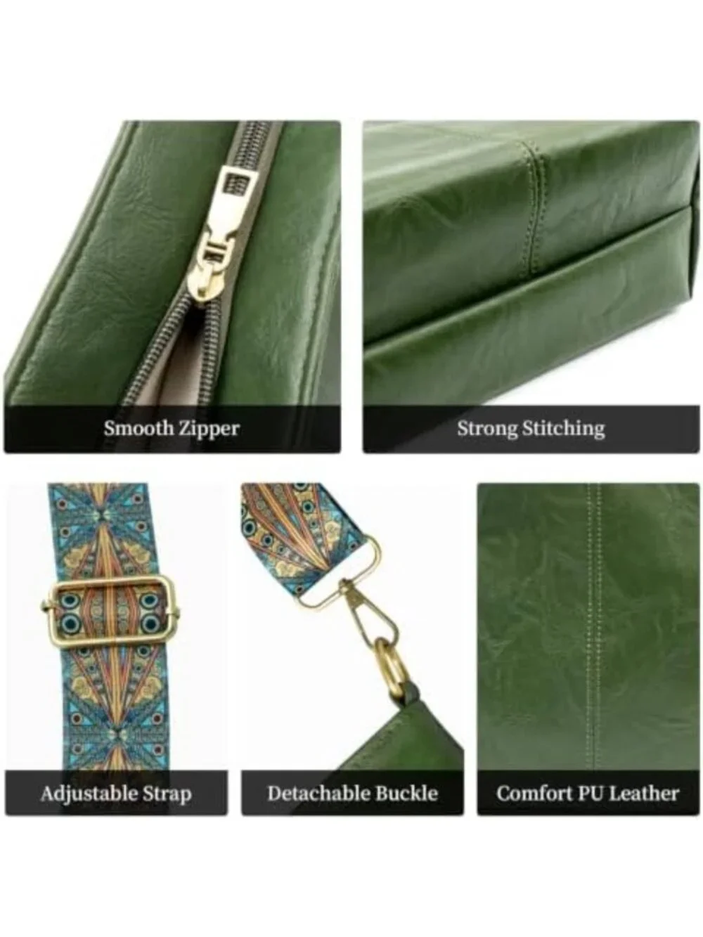 Stylish Vegan Leather Hobo Bag for Women | Crossbody, Guitar Strap, Boho Tote